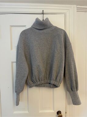 Zara Light Grey Ribbed Turtleneck Sweater